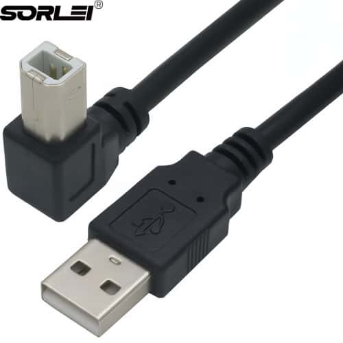 USB2.0 A Male to B Male Angle 90 Degree Adapter High Speed Printer Scanner Extension Cord with 480Mbps