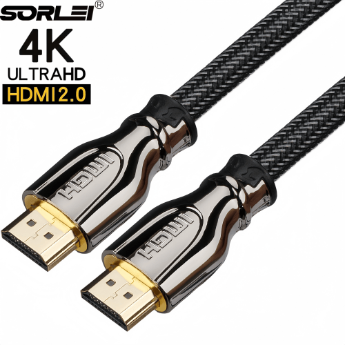 电脑高清连接线4k@60hz锌合金款黑色编织 hdmi线2.0版灰色头
