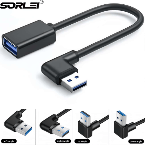 USB延长线弯头90度直角L型弯头数据线 高速USB3.0弯头