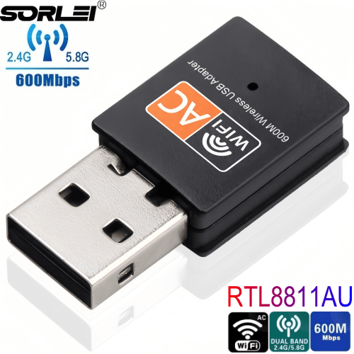 600M双频RTL8811AU USB无线网卡2.4G_5.8G台式机_笔记本wifi信号接收器-黑1