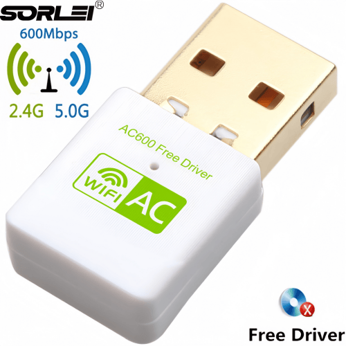 600m免驱双频USB无线网卡2.4G_5.8G台式机_笔记本wifi信号接收器-黑