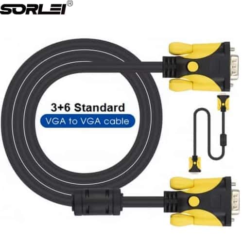 VGA to VGA 3+6 VGA Monitor cable 15 Pin Male to Male 1080p Cord for TV DVD Computer Connecters with dual magnetic
