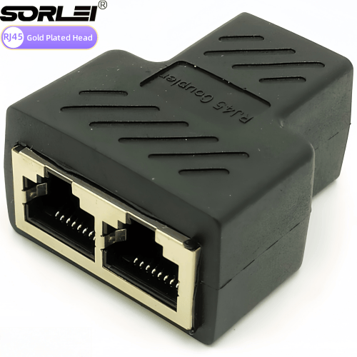RJ45 Connector Network Adapter Black gold-plating 8P8C Female to Female Coupler Extender RJ 45 Ethernet Cable Extension Converter
