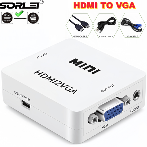 1080P MINI HDMI to VGA Converter With Audio HDMI2VGA Video Box Adapter for Xbox360 PC DVD PS3 PS4
