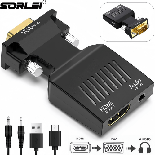 High Quality Gold Plated VGA to HDMI with Audio Cable Converter Box Adapter for HDTV