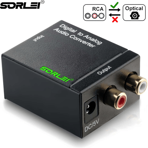 Digital to Analog Audio Converter Adapter 3.5mm Jack Output Optical Coaxial SPDIF Toslink Digital RCA L/R Optical Cable