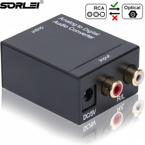 Digital Optical Toslink Coaxial to RCA Analog Audio Converter Adapter With Optical Cable for Speaker DVD Home Theater