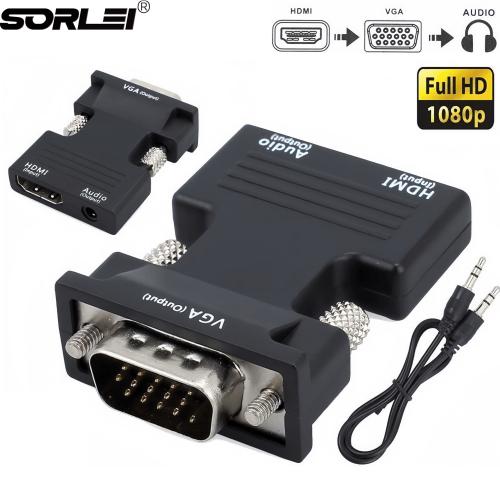 HD 1080P VGA to HDMI-compatible Converter Adapter With Audio for PC Laptop to Projector HDMI-compatible to VGA Adapter