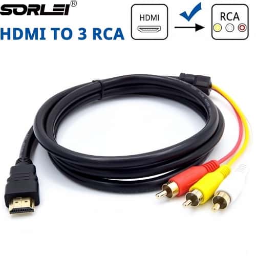1080P HDMI to 3 RCA Video Audio AV Cord Converter Adapter 3RCA Stereo Converter Component for TV Set-Box DV DVD 1.5m
