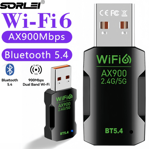 High Quality 900Mbps WiFi6 External Wireless Network Card Dual-Band BT5.4 Driver-Free USB for Laptop Desktop