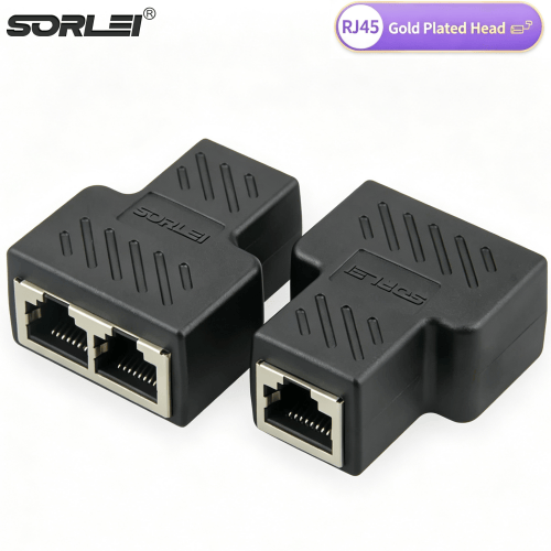 RJ45 Connector Network Adapter Black gold-plating 8P8C Female to Female Coupler Extender RJ 45 Ethernet Cable Extension Converter
