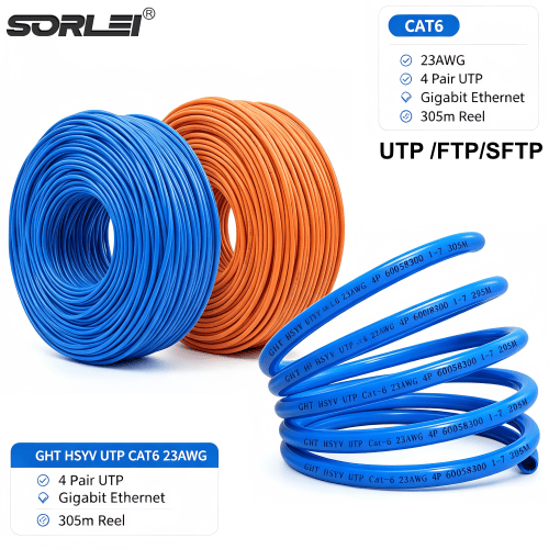  305M~500M CAT6 CAT6A Ethernet Cable 23AWG 24AWG CCA / Pure Copper Conductor UTP FTP SFTP Network Cable